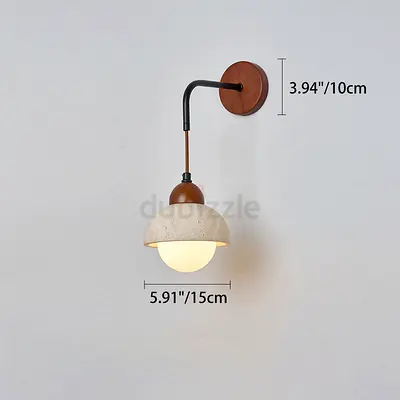 Travertine Wood 1-Light Wall Sconce Lamp For Living Room