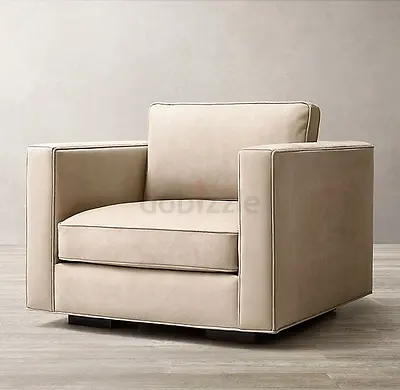Beige Modern Single Armchair - Comfortable Lounge Chair