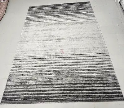 Large Grey Gradient Striped Area Rug - Modern Abstract Design
