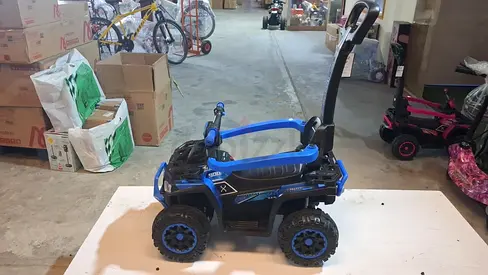 Kids Ride-On ATV with Push Handle - Blue