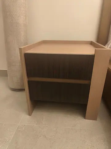 Modern two-drawer bedside table / nightstand - light wood