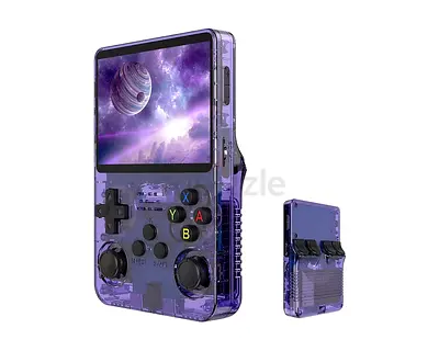 Handheld Retro Game Console - Transparent Purple, Portable with Dual Analog Sticks