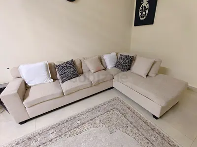 Cozy Left-Facing Chaise Sectional Sofa in Beige from homecentre (6 pillows)