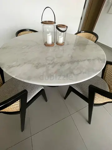Marina home dinning table(140cm) with 4 rattan chairs