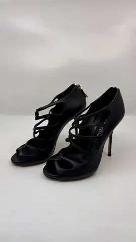 Casadei Black Leather Cutout Sandals - Size 37