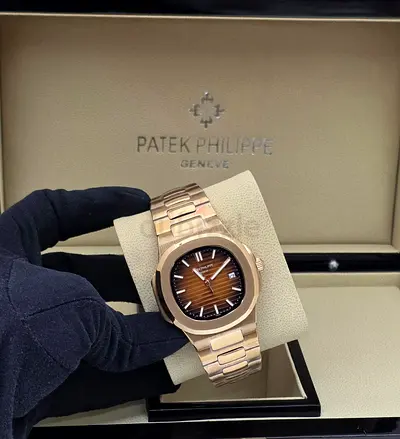Patek Philippe Nautilus Rose Gold Men's Watch - Brown Dial, Full Set
