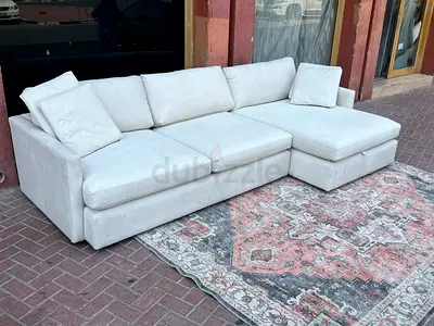 Feather 🪶 filled Crate&Barrel Lounge deep L Shape Sofa Beige