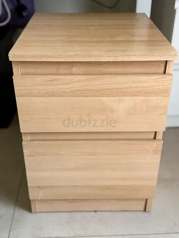 Light Wood Finish Two Drawer Nightstand