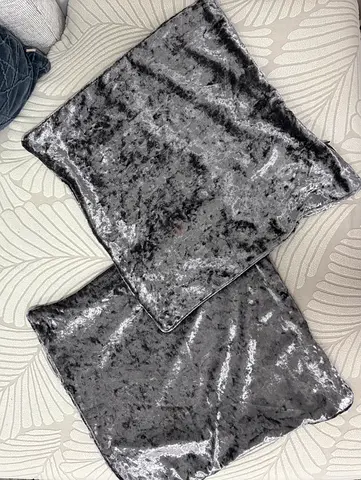 2 grey velvet cushion covers