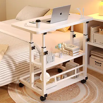 Bedside Laptop Table 60*40cm Height Adjustable Desks Laptop Support Standing Desk,with Wooden Tablet