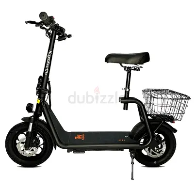 Electric scooter with seat and rear basket - good condition