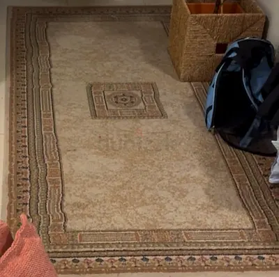 Light beige traditional runner rug in excellent condition