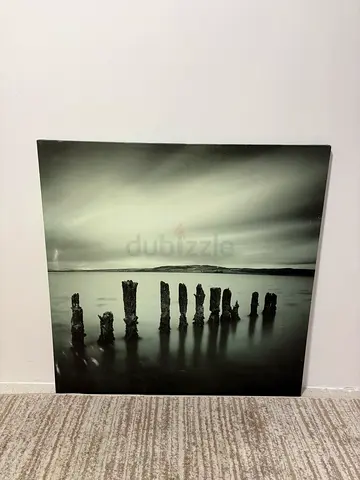 Black & White Coastal Canvas Print - Wooden Posts Seascape