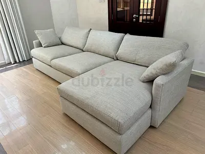 Premium Quality Crate&Barrel Lounge Deep feather filled L Shape Sofa Beige