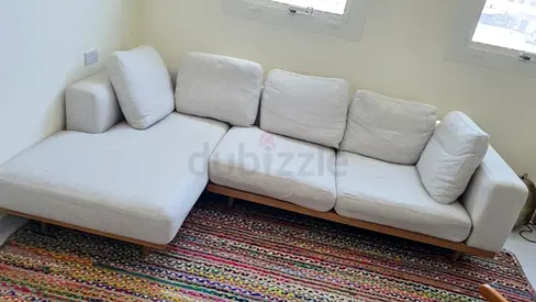 Excellent condition West elm New port Feather filled L Shape Sofa Beige