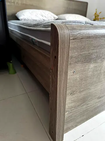 Super king wooden bed frame with headboard and slatted base - 220x200