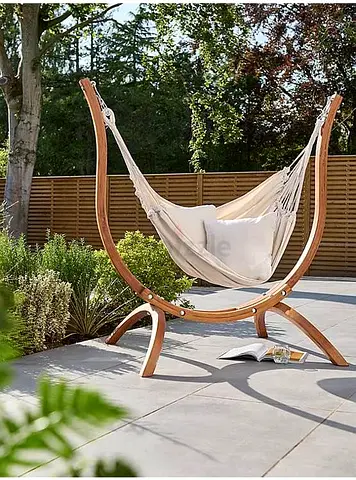 Canvas Hanging Chair with Wooden Stand