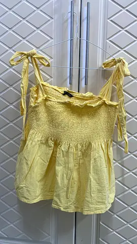 Yellow tie-shoulder smocked summer top - size XL, not used only stored
