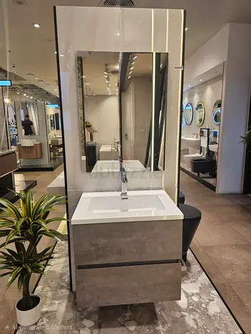 Modern Wall-Mounted Bathroom Vanity with Integrated Sink and Mirror