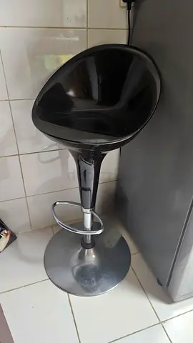Adjustable Black Bar Stool with Footrest - Good Condition