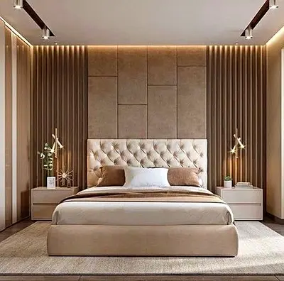 Modern Upholstered Bed Set with Headboard and Nightstands
