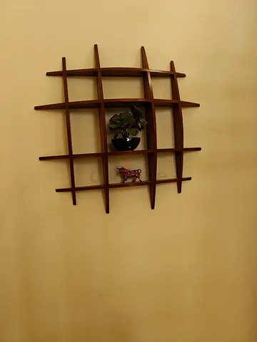 Wooden Grid wall shelf