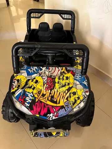 Electric Ride-On Kids Jeep with Colorful Graffiti Design