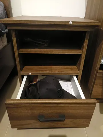 2 set Used Wooden Bedside Table / Nightstand with Drawer and Shelves