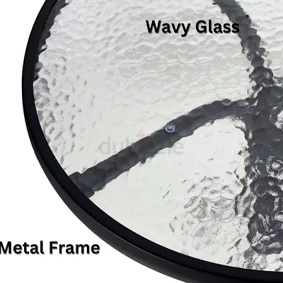 Round Wavy Glass Outdoor Table Top with Metal Frame - Good Condition I hv 16 pcs