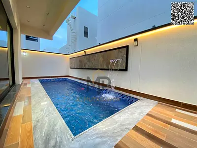 🏡 Luxury villa for sale in Al Helio 2 – Ajman | 5 master bedrooms + private pool | Includes electricity, water and air conditioning | Modern design a