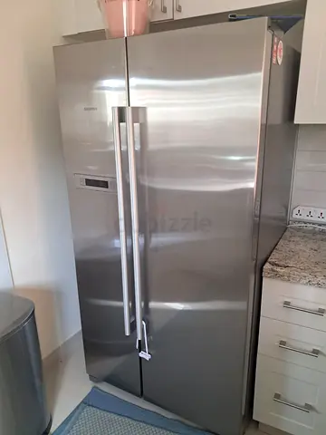 Siemens Brand Side By Side Fridge Freezer with Digital Clock Stainless Steel Body