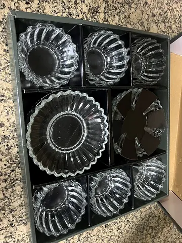 Set of 9 Glass Serving Bowls in Original Box