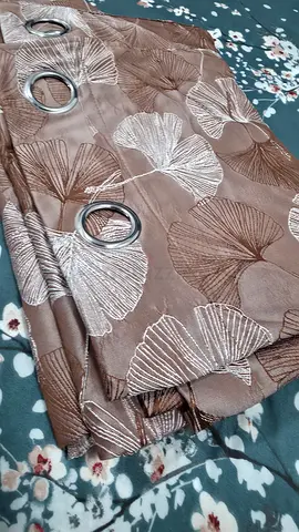 Brown decorative curtain panels with metal ring grommets - pair