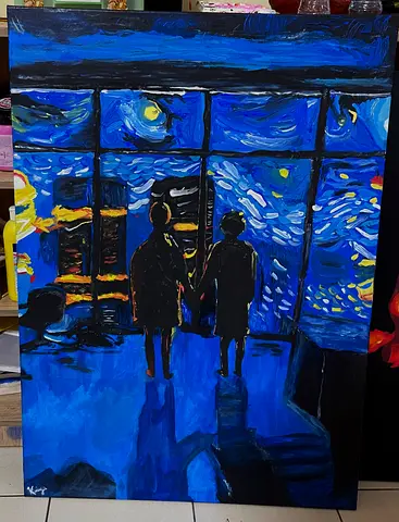 Original Acrylic Painting – Fight Club Inspired x Starry Night | 70x100 cm