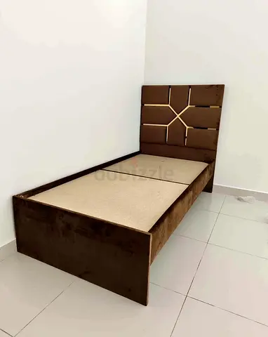 Single bed frame with padded headboard - brown