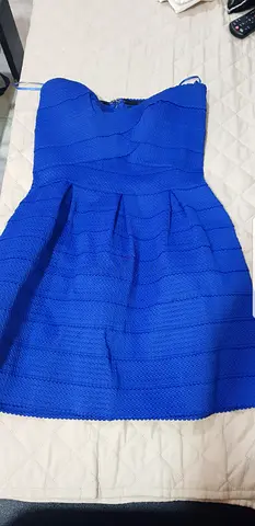 Royal blue off-shoulder fit-and-flare knee-length dress SPLASH