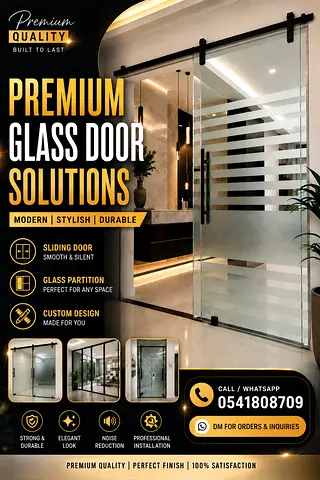Premium Sliding Glass Door - Modern Frosted Design (Custom Install)