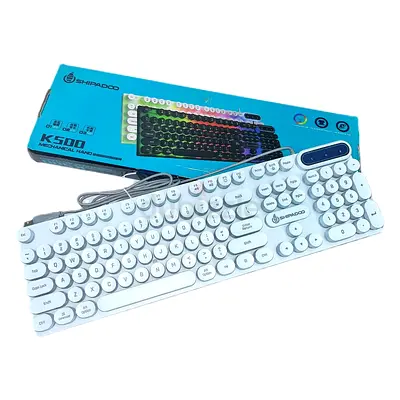 White retro round-key mechanical keyboard with RGB backlight (wired)