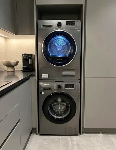 Samsung 8kg Stacked Washer & Dryer Set (Grey) – Good Condition