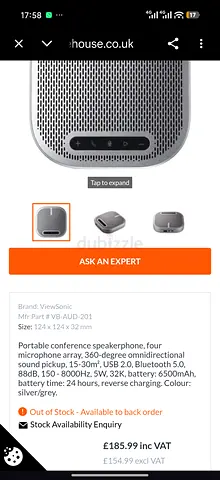 ViewSonic Converse VB-AUD-201 Conference Speak Portable Bluetooth Speaker - Compact Wireless Speaker