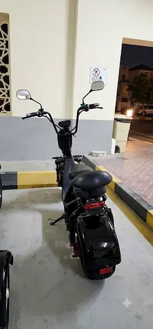 Black Electric Scooter with Mirrors and Double Seat