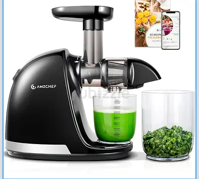 AMZCHEF Slow Masticating Juicer - Cold Press Extractor (Black)
