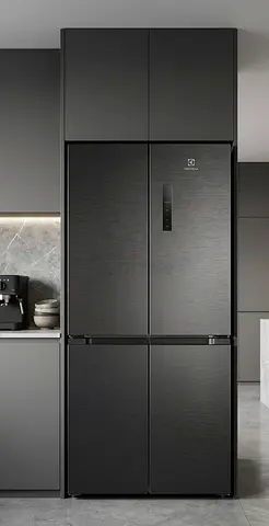Electrolux 4-Door Bottom Freezer Refrigerator – Dark Stainless, Good Condition