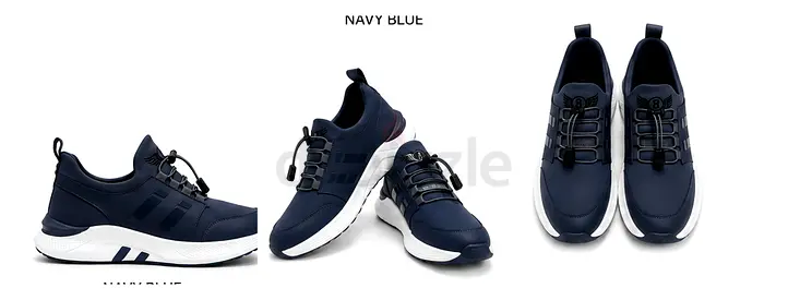 Navy Blue Casual Men's Sneakers - Lightweight Comfort, Size Not Specified