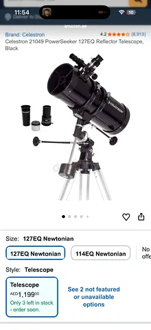 Celestron 127EQ PowerSeeker Newtonian Telescope - Used once