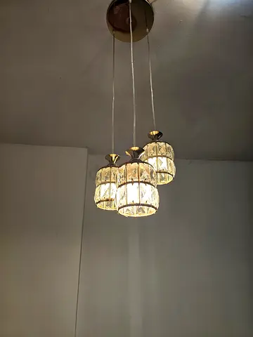 Modern 3‑Light Crystal Pendant Ceiling Lamp - Gold Finish