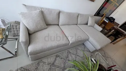 Top quality Crate&Barrel Lounge Deep feather filled L Shape Sofa Beige