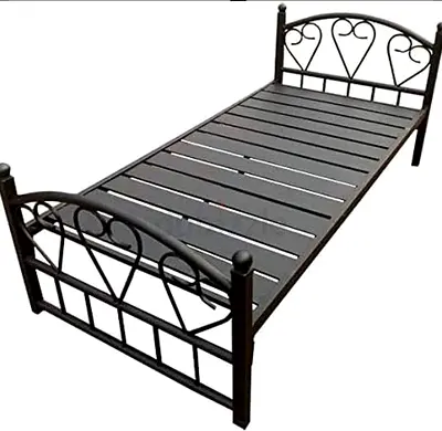 Single Metal Bed Frame with Foam Mattress - Black
