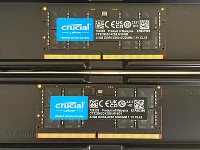 CRUCIAL 64GB (32x2) DDR5-5200 LAPTOP RAM