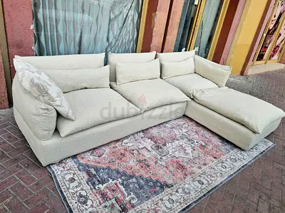 Excellent condition Marina home Feather filled L Shape Sofa Beige